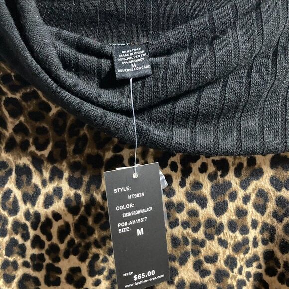 CHEETAH LEOPARD Print Sweater Dress by Robert Louis NEW Womens Medium - Picture 12 of 16